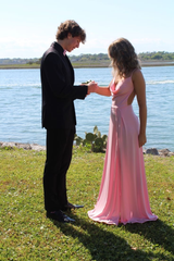 Pink A-line Long Prom Dress,Back Open Bridesmaid Dresses