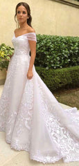 A-line Classic Gorgeous Dream Country Fairy Lace Beach Vintage Long Wedding Dresses