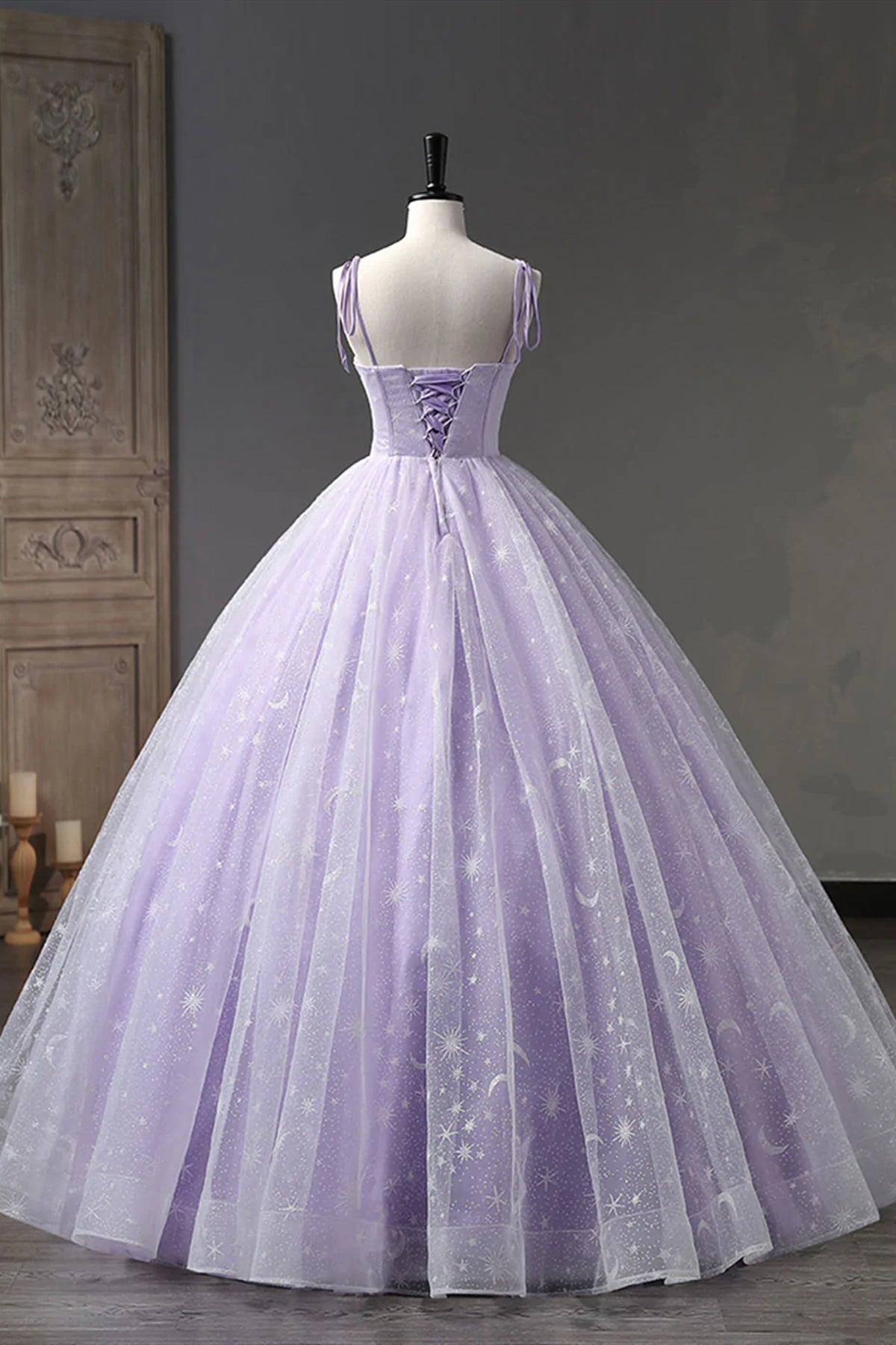 A Line Lilac Tulle Long Prom Dresses, Lilac Long Formal Evening Dresses