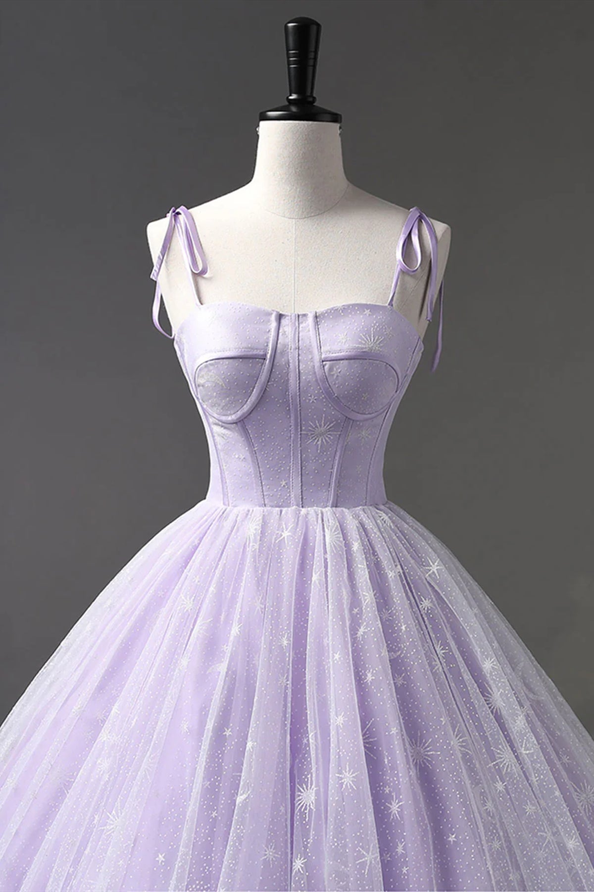 A Line Lilac Tulle Long Prom Dresses, Lilac Long Formal Evening Dresses