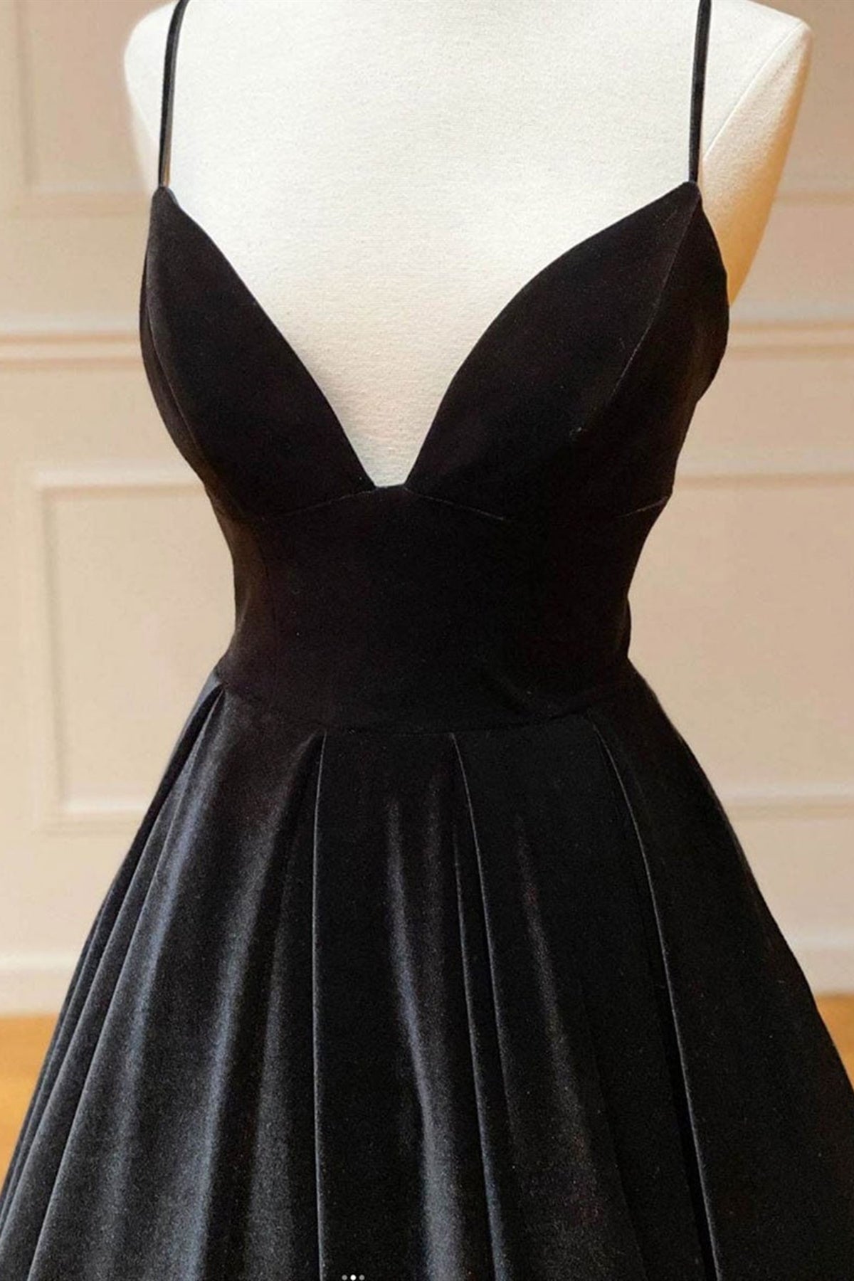 A Line V Neck Backless Black Velvet Long Prom Dresses, V Neck Black Formal Dresses, Black Velvet Evening Dresses