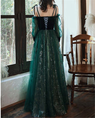 Elegant Dark Green Tulle Stunning Prom Dresses Wedding Party Dress