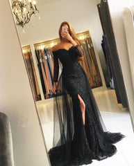 Elegant Off The Shoulder Lace Mermaid Evening Dresses With 3/4 Sleeves