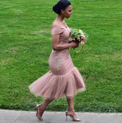 African Bridesmaid Dresses For Women Mermaid Off The Shoulder Short Wedding Party Dresses