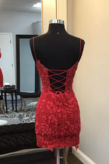 Dark Red Corset Tight Short Homecoming Dress with Appliques