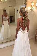 Charming V-Neck Sleeveless Appliques A-Line Floor-Length Prom Dresses
