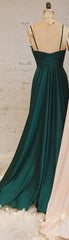 A-Line Straps Ruched Long Bridesmaid Dress Formal Dresses