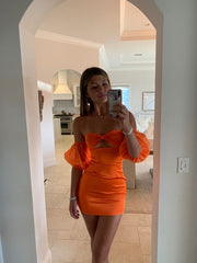 Orange Short Prom Dress Mini Homecoming Dresses